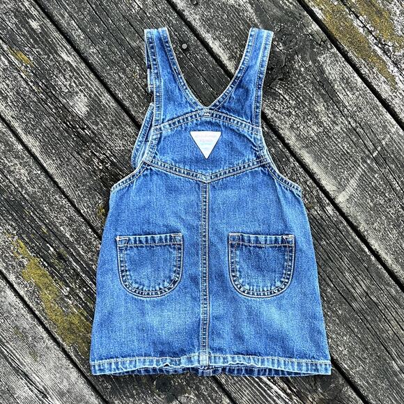 OshKosh‎ B’gosh Denim Overall Dress 2T Toddler Jumper Pink Patch Pocket - Picture 2 of 6